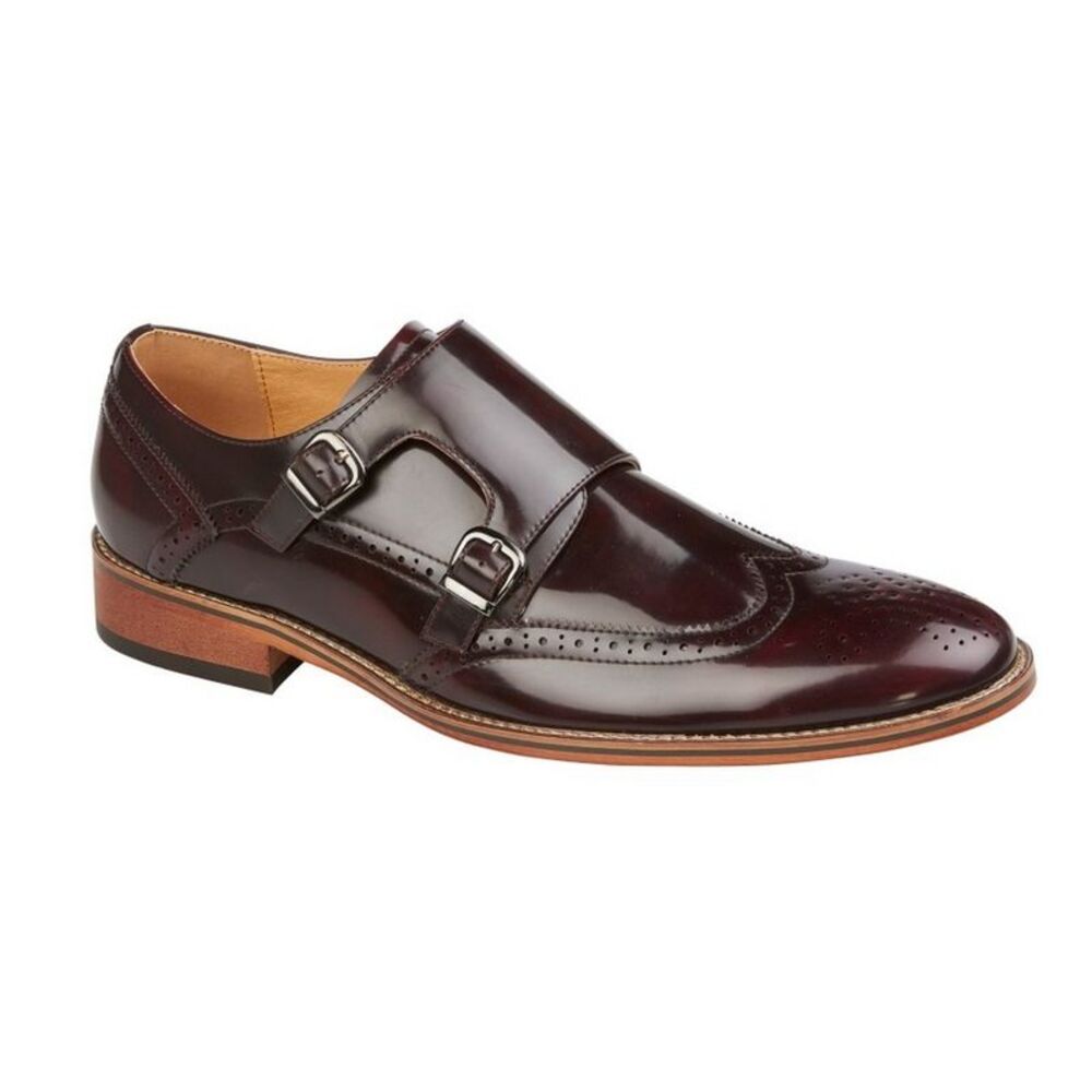 Goor Mens Twin Buckle Leather Brogues / Oxblood